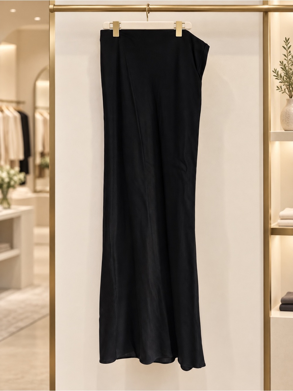 Dynamite Black Satin Maxi Skirt